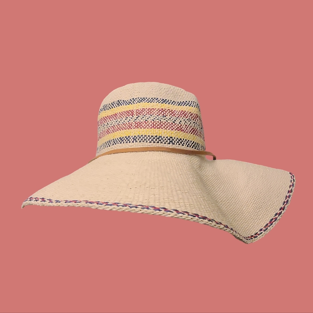 Scala Collezione Floppy Japanese Straw Hat with Leather Chin Strap